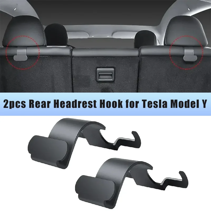 

2pcs Rear Headrest Hook for Tesla Model Y Organizer Center Console Head Rest Storage Bag Umbrella Trunk Hanger Accessories
