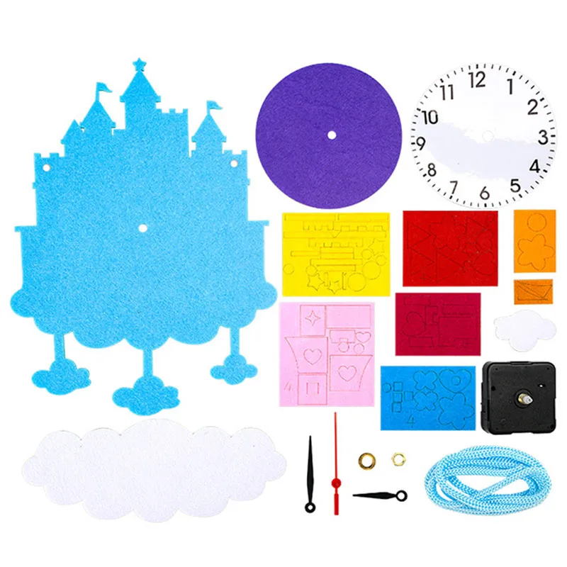 1Pcs DIY Mix Color Alarm Clock Toys Felt Cloth Material Kits Multicolor Cute Birthday Gifts Parent-child Interaction Handcraft