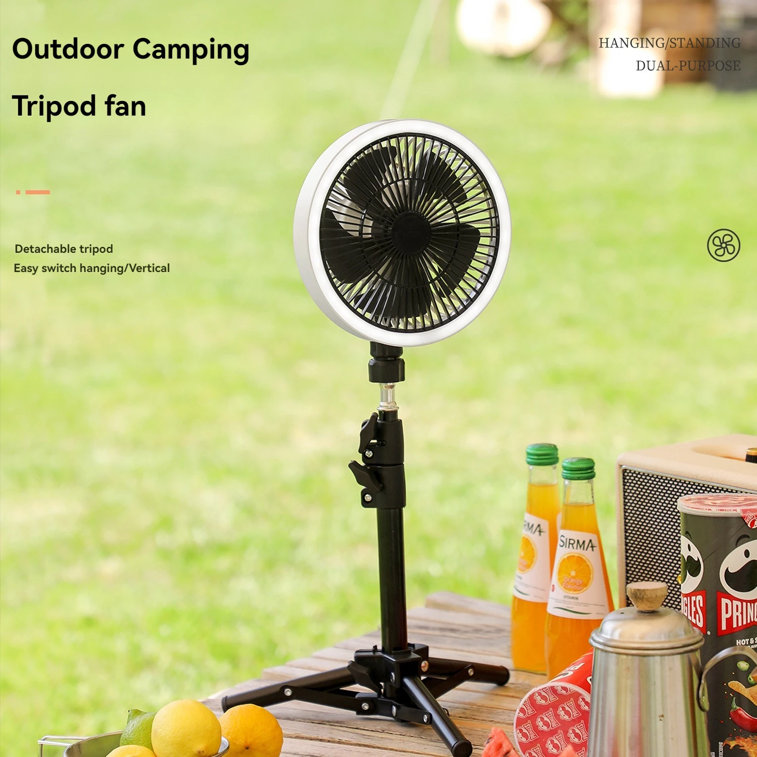 10000mah Outdoor Camping Fan Tripod Fan Portable Camping Tent Small Ceiling Fan Multi functional Power Bank Small Night Light