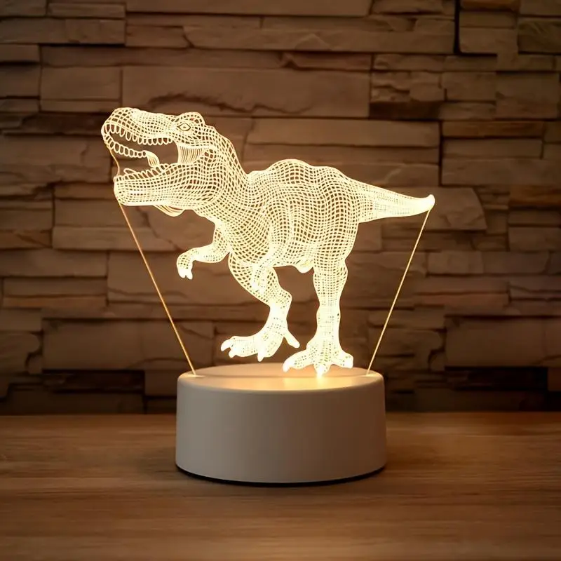 Creative 3D Night Light Dinosaur Desktop Bedroom Atmosphere Decoration Light 7 Color LED Table Lamp Home Office Decor Gift Idea