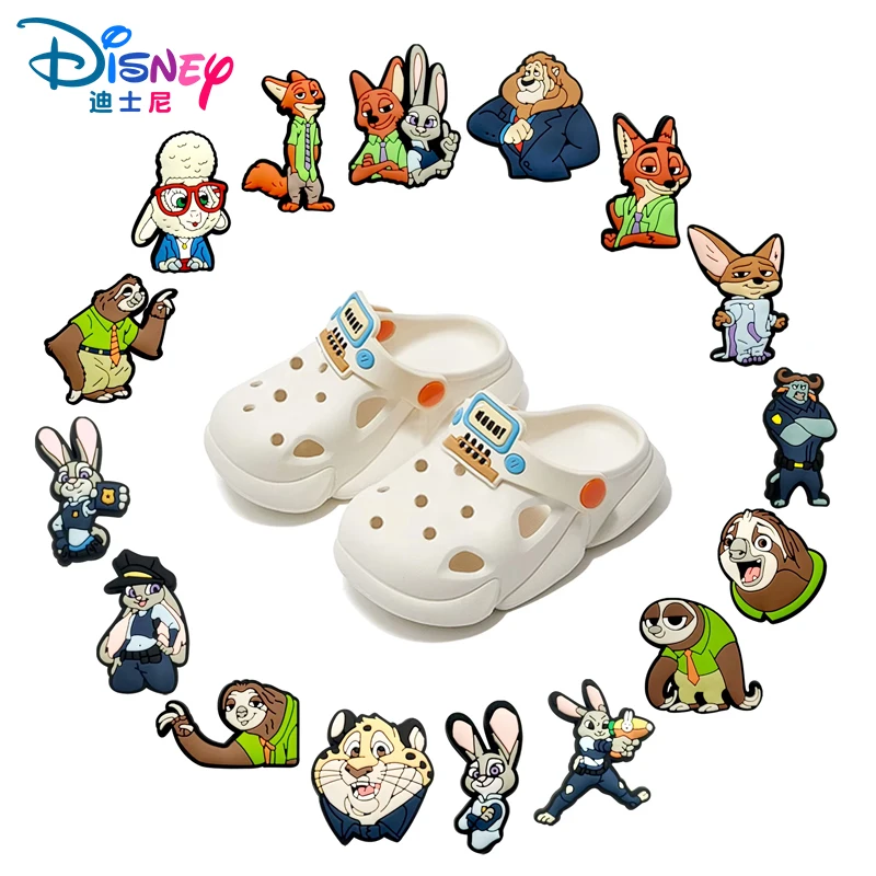 Disney Zootopia Rabbit Fox Partner 9-100PCS Shoe Charms Fantasy PVC Decoration high-quality Detachable Waterproof For Party Gift