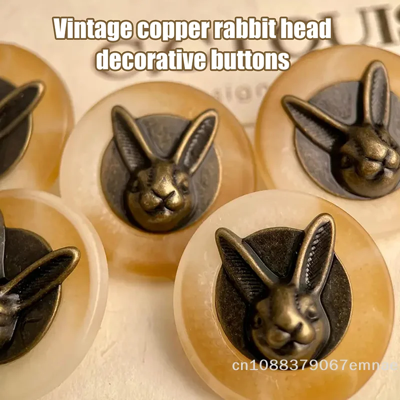 

[ZYAS] 10 шт. 25 мм винтажные декоративные пуговицы в форме головы кролика из меди для одежды, шляп и рюкзаков, для шитья и украшения текстиля
