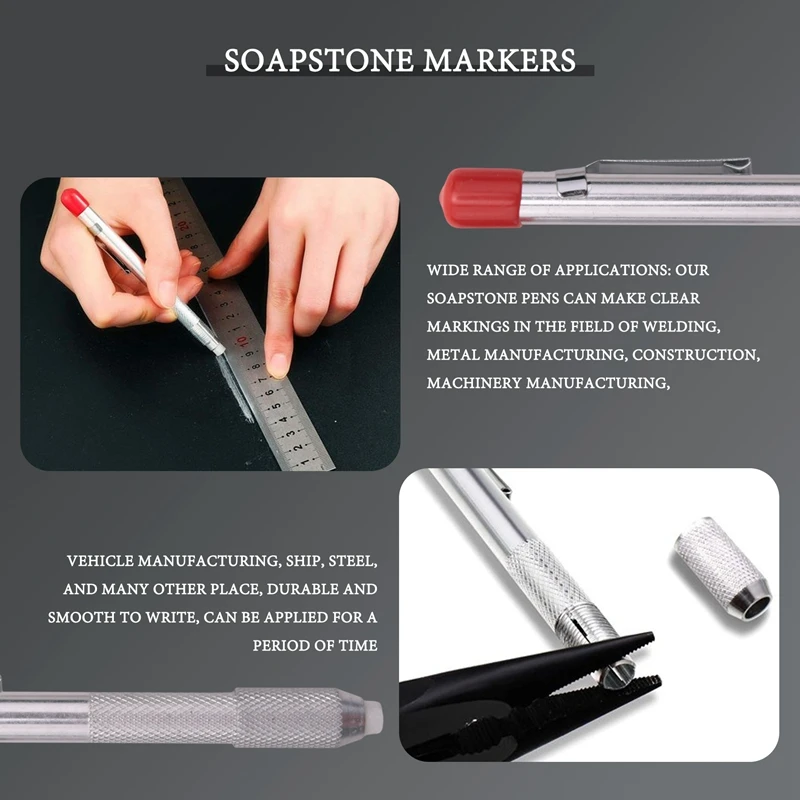 SANQ 2 Pcs supporti per pietra ollare pennarello rotondo per pietra ollare con ricariche da 12 pezzi per strumenti di saldatura e pennarelli rimovibili