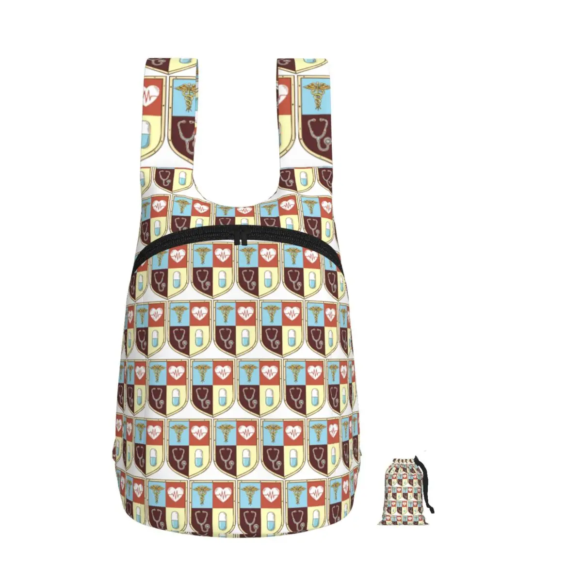 Medical Emblem Doctor Symbols Crest With Stethoscope Backpack Student Storage BookBag Children School Bag Computer Shoulder Bags