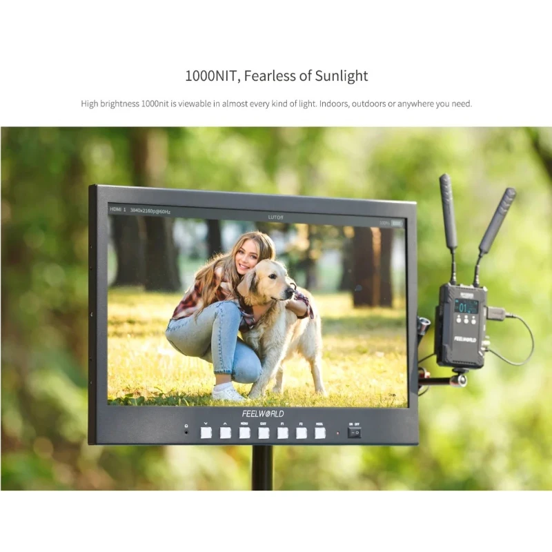 شاشة فيديو Feelworld FVM215-1000 مقاس 21.5 بوصة 1000NIT Pro، 4K I/O، طاقة V-Mount/XLR، LUT ثلاثية الأبعاد، أدوات تحليل الصور، قابلة للتركيب على VESA