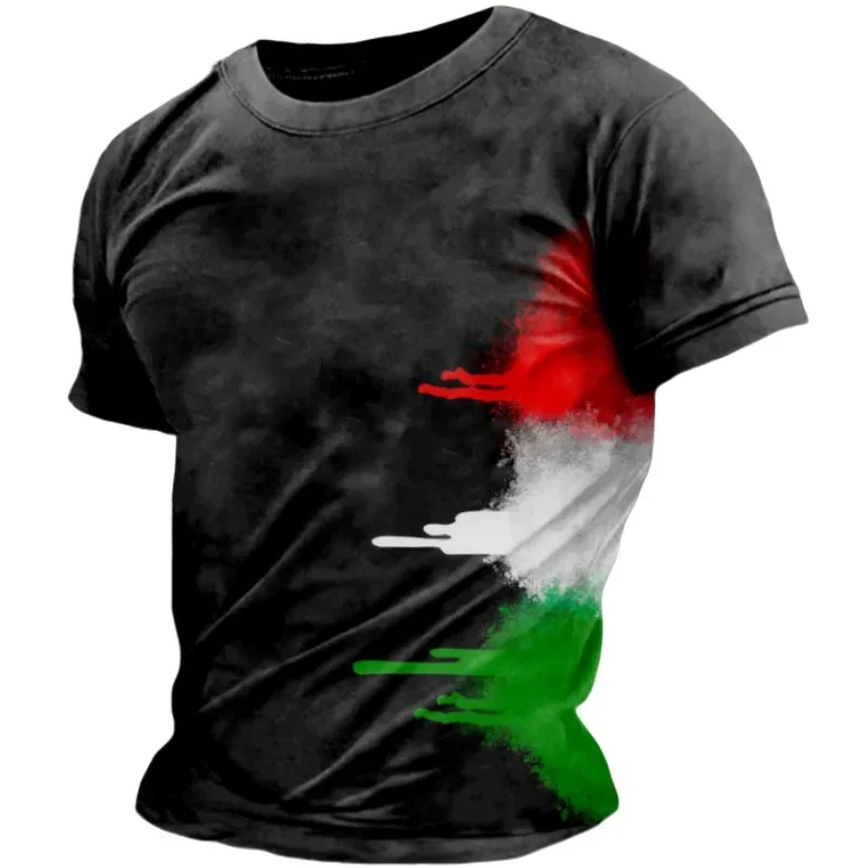 Summer Italy Flag Print T Shirt For Men Casual O-Neck Short Sleeve Pure Color Tees Shirt Breathable Tops Fashion Men's Clothes