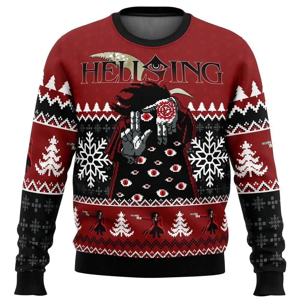 Autumn and Winter Cthulhu Christmas Gift Ugly Christmas Sweater Hot Sale Round Neck Top 3D Printing Cartoon Anime New Men's Swea