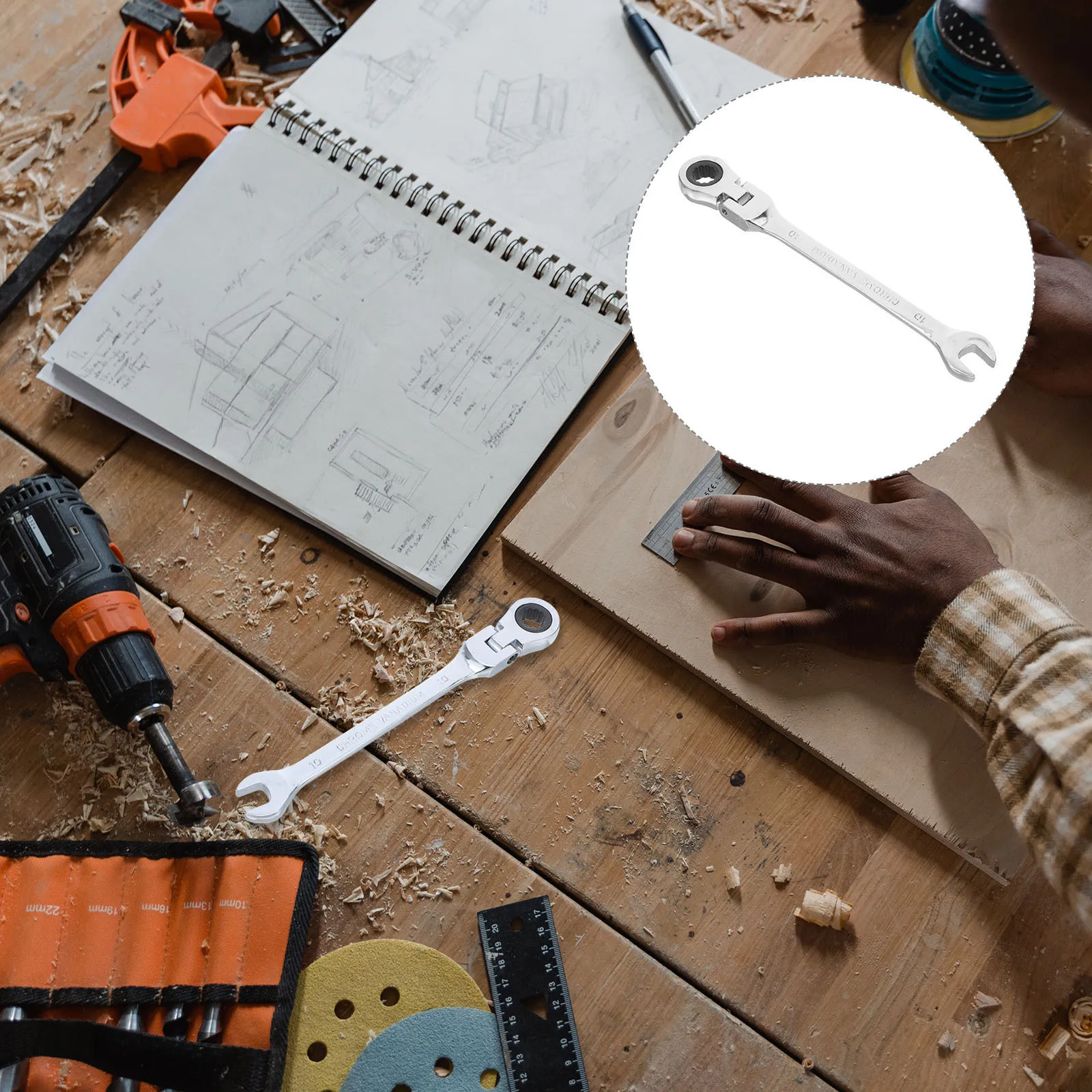 

10Mm Heavy Duty Flex Head Ratchet Wrench Silver 45-48 Hardness 160Mm Long Vanadium Steel Alloy for Workshop and Household Repair