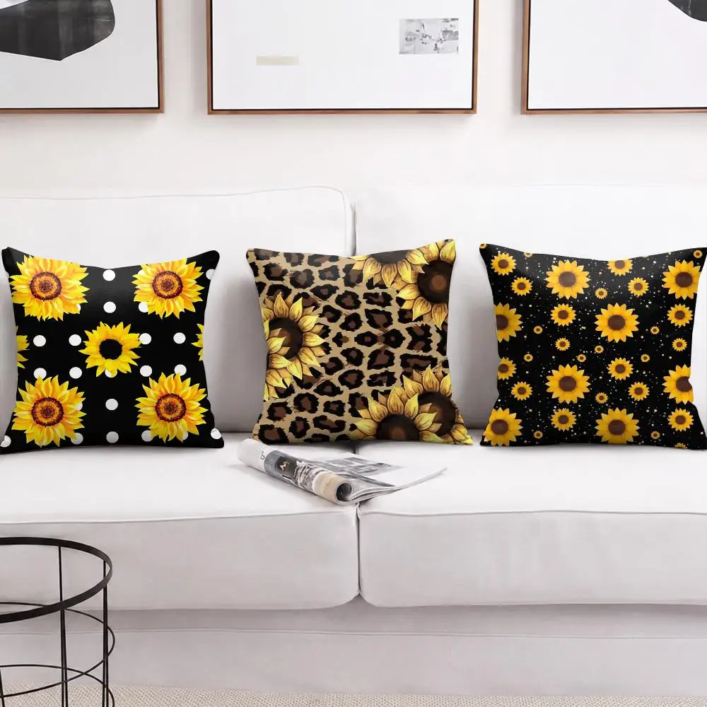 Classic Trend Sunflower Cushion Cover Soft Short Plush Pillow Cover Smooth Cozy Texture Aesthetic Cushion Case Home Decor