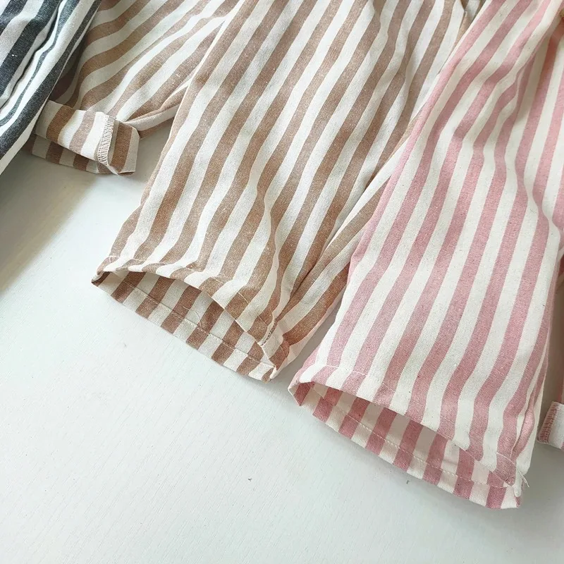 Spring/summer Long Pants with Vertical Stripes for Breathability Loose and Versatile Casual Pants for Boys and Girls