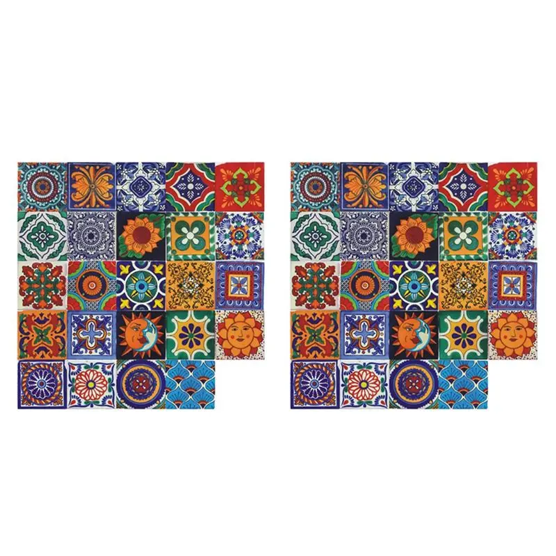 AT05-96PCS Self Adhesive Mosaic Brick Tile 3D Sticker Kitchen Bathroom Wall Stickers -10X10cm