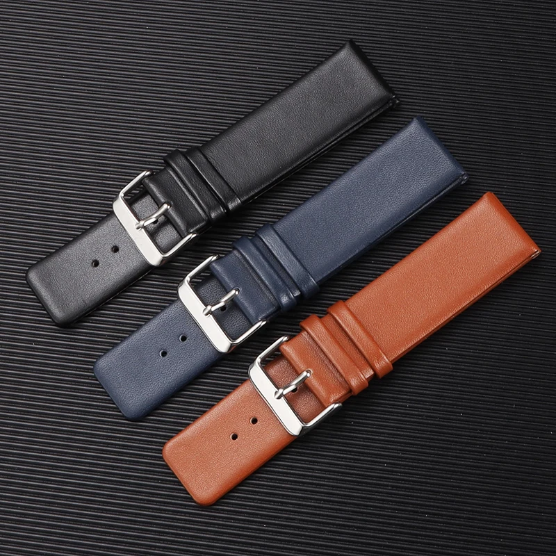 Genuine Leather Watchband 18mm 20 22mm Watch Strap Automatic Butterfly Buckle Men's and Women's Business with Box Wrist Belt