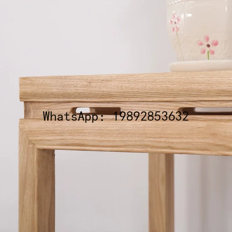 H5.20 new chinese style ash wood entryway bonsai stand balcony living room decorative flower stand shelf - view 3