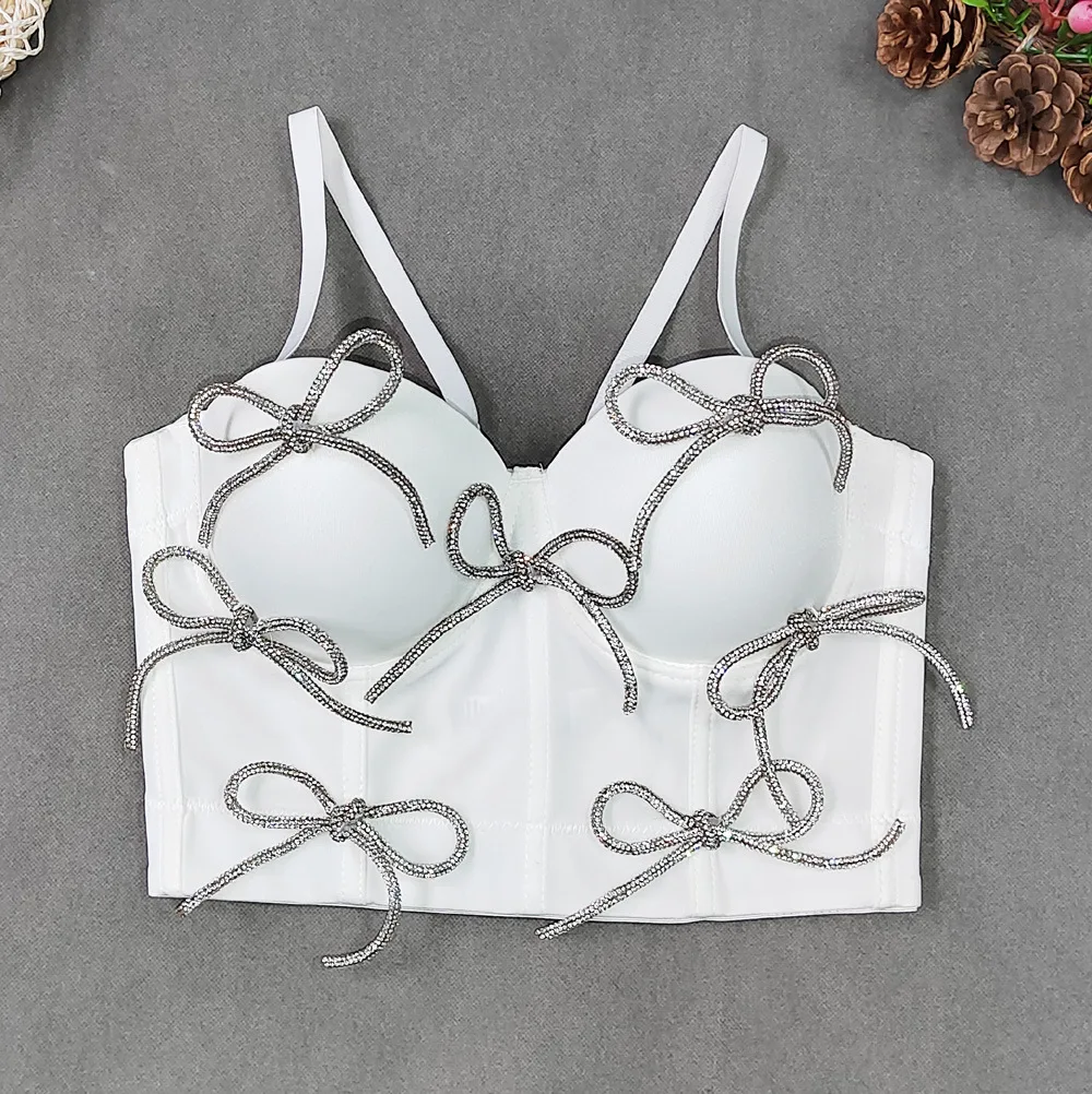

New Streetwear Bow Bustier - Women's Trendy Corset Top with Boning, Short Length Sexy Tube for Concerts Steampunk Push Up Bra
