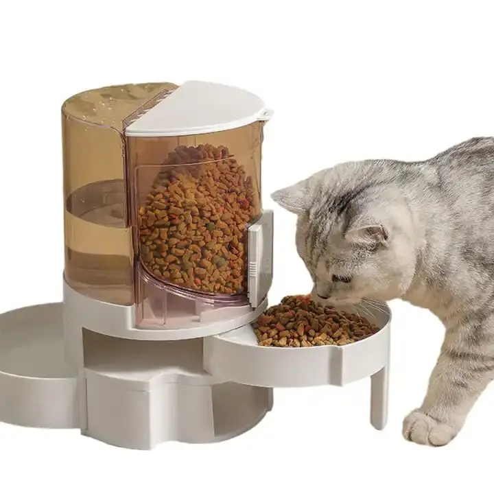 Manufacturer New Automatic Pet Feeder Bowls Wet & Dry Separation Translucent Double Layer Storage for Cats Dogs