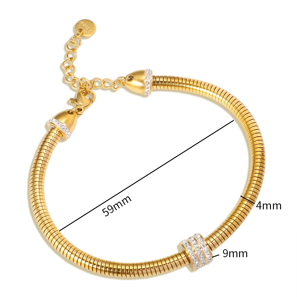 Exquisites Damen-Armband aus Edelstahl mit Zirkonia, PVD 18K vergoldet, hypoallergen, anlaufgeschützt, Schmuckgeschenk für das Handgelenk.