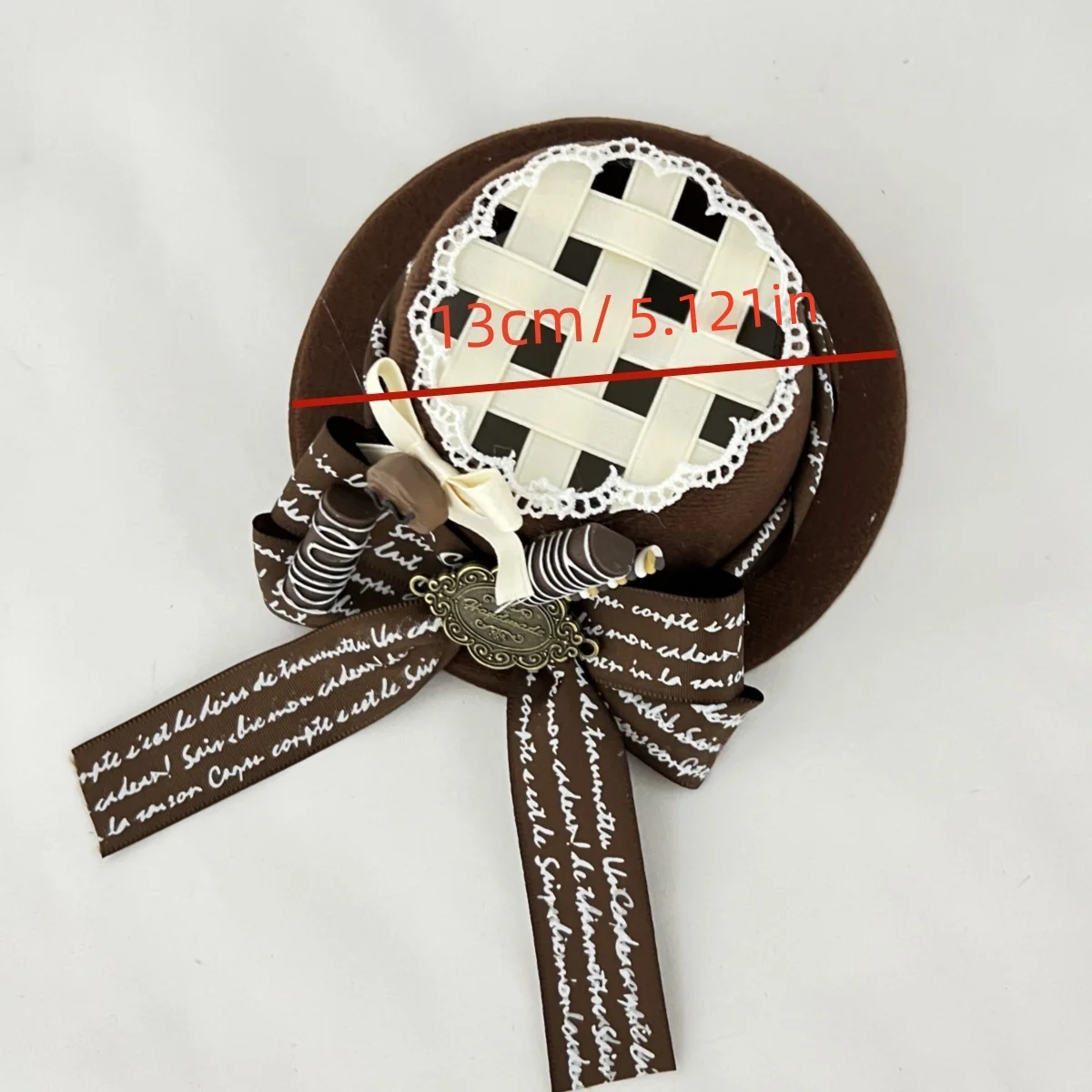 原宿スイートロリータレースリボンハート中空グリッドトップハットヘアクリップ頭飾りプリンセス女性女の子コスプレ帽子ヘアアクセサリー