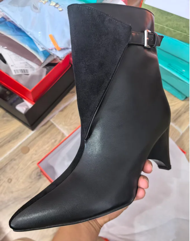 Knee High Boots Autumn Winter Women Fashion Pole Dance Color Collision Knight Boots 34-43 Brand Personalized Belt Buckle Design