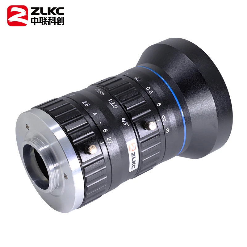ZLKC 12MP Camera C-Mount Lens 16mm Fixed Focus 4/3'' Camera High Resolution F2.0 Lens for Industrial Inspection Cameras
