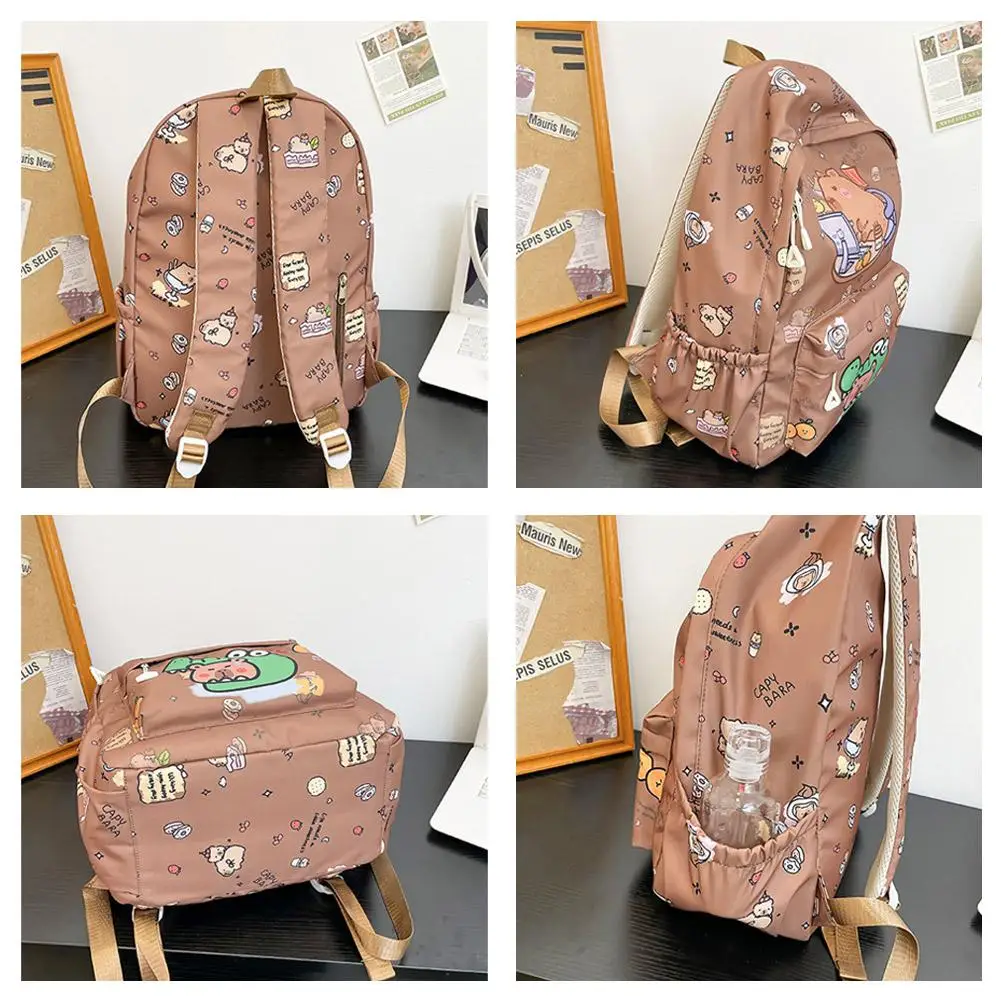 Cartoon Capybara Backpack Large Capacity Ultra-light Breathable Schoolbag Casual Lightweight Waterproof Nylon Backpack