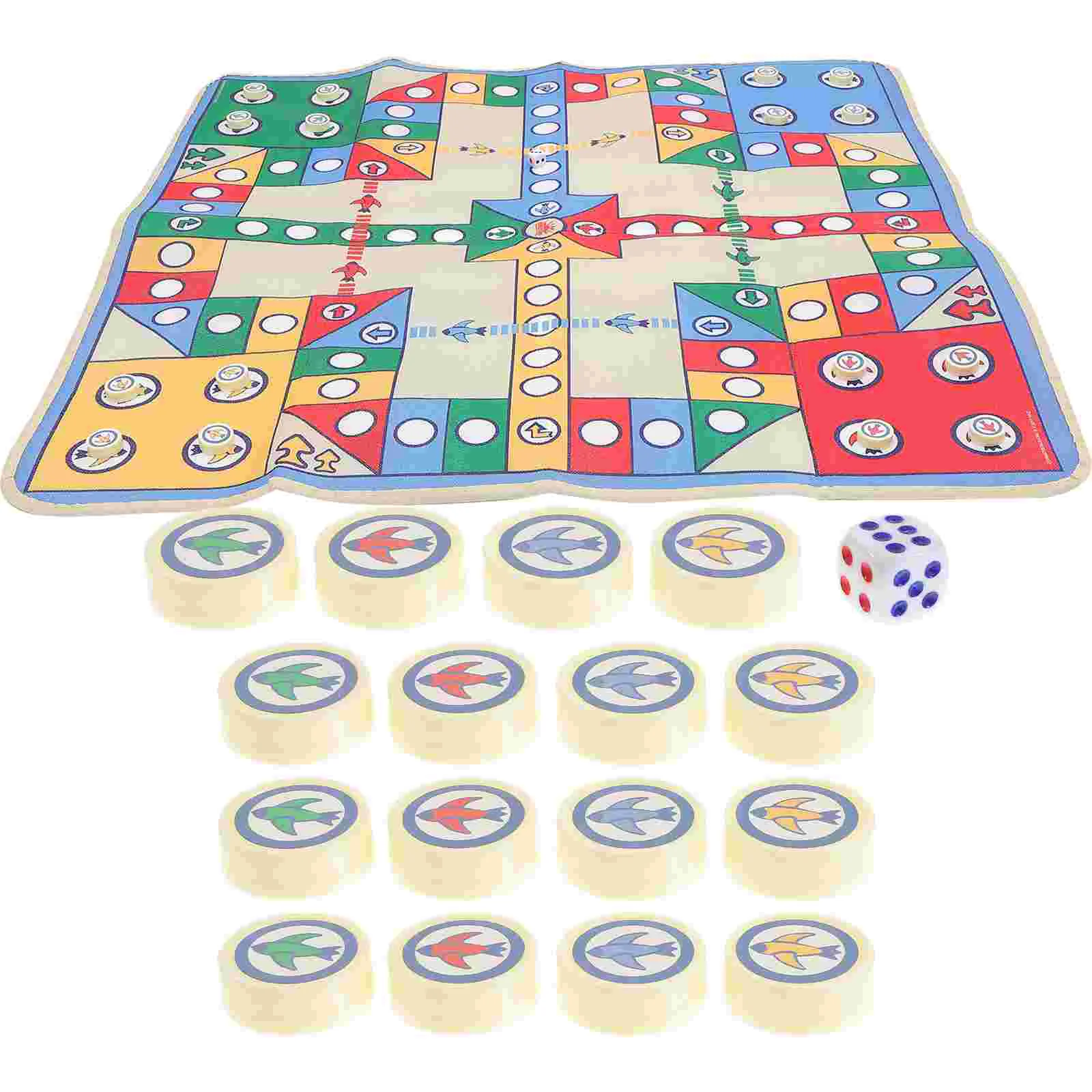 Flying Chess Carpet Aeroplane Chess Rug Playmat Fun Family Parent-child Game Party Game Travel Game (90 x 90cm, Plastic Chess Pi