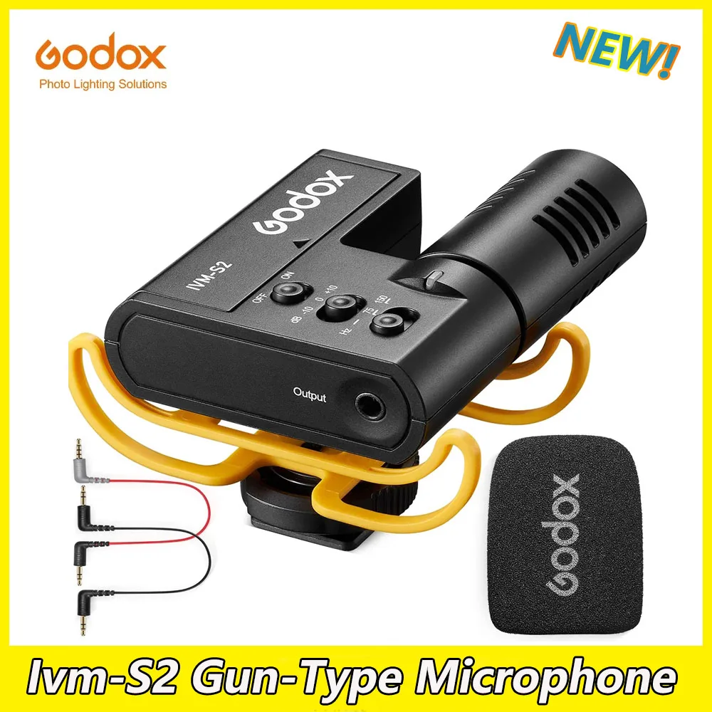 

Микрофон Godox Ivm-S2 Gun, микрофон для зеркальной фотокамеры, живой записи, интервью, конденсаторный микрофон