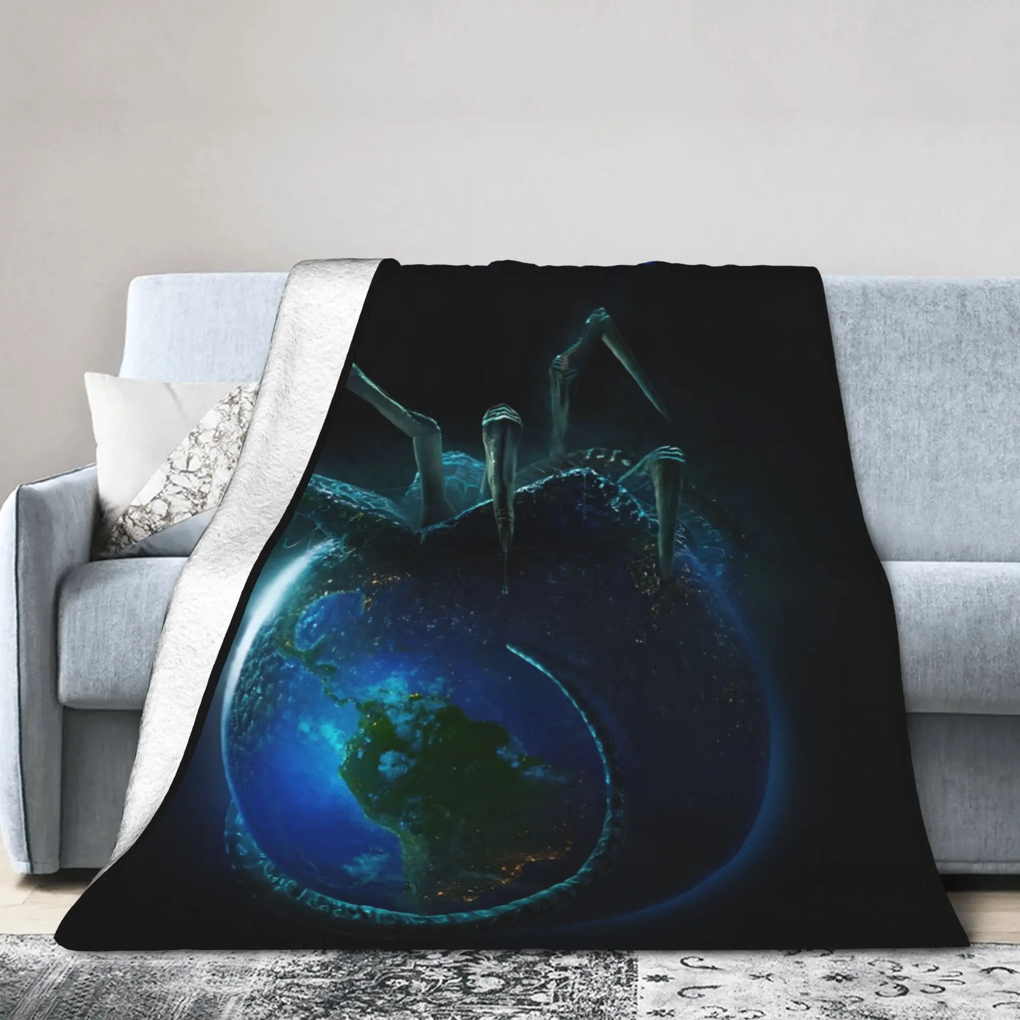 

Новые одеяла с изображением «Чужой Земли 2025, ужасы, готический флис, потрясающие теплые пледы для дома, весна-осень, путешествия