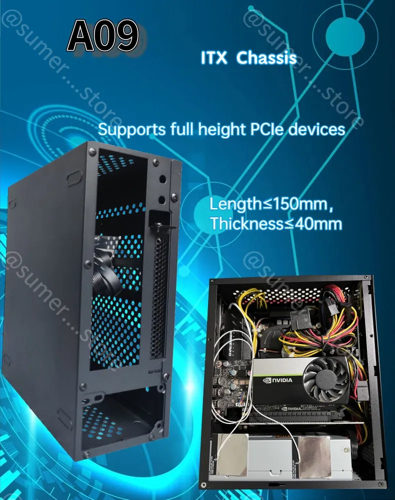 Mini Boîtier PC HTPC En Aluminium Avec Alimentation 250W - Format Compact 200x210x60mm