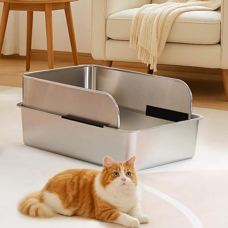 

Stainless cat Litter Box Open-ended Toilet Defecation Litter Box Sandbox Accessories Training Arenero Gato Household Products