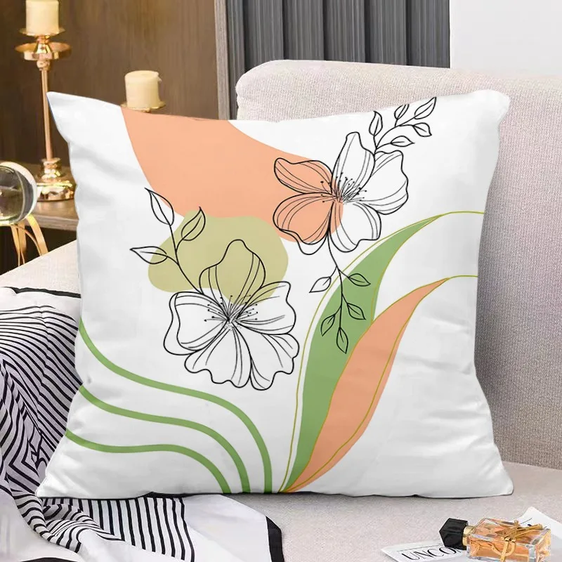 Artistic Floral Print Decorative Pillowcase Bedroom Living Room Square Cushion Pillowcase