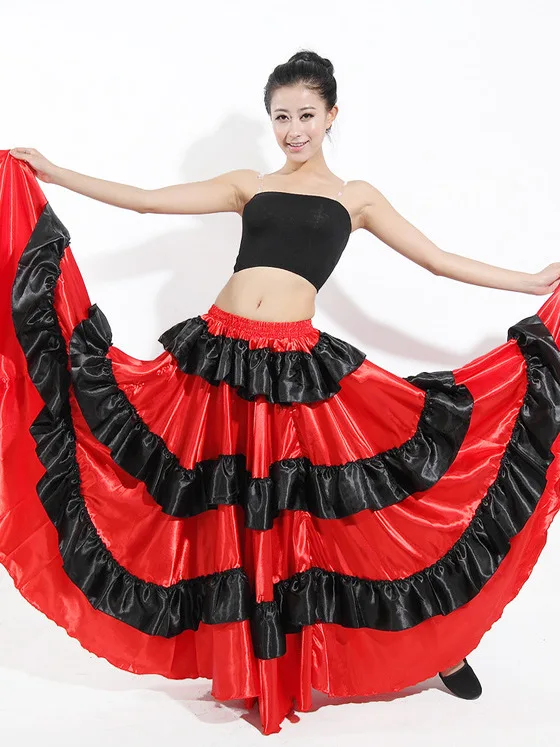 Trajes de Dança Flamenca Feminina, Vestido Espanhol, Saia, Listrado, Renda, Dança do Ventre, Festa de Carnaval, Roupas de Palco, Tamanhos Grandes, Fêmea, Espanha