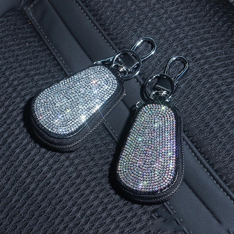 1PCS Universal Crystal Key Organizer Holder Keychain Wallet Diamond Leather Key Case Auto for Bling Interior Accessories