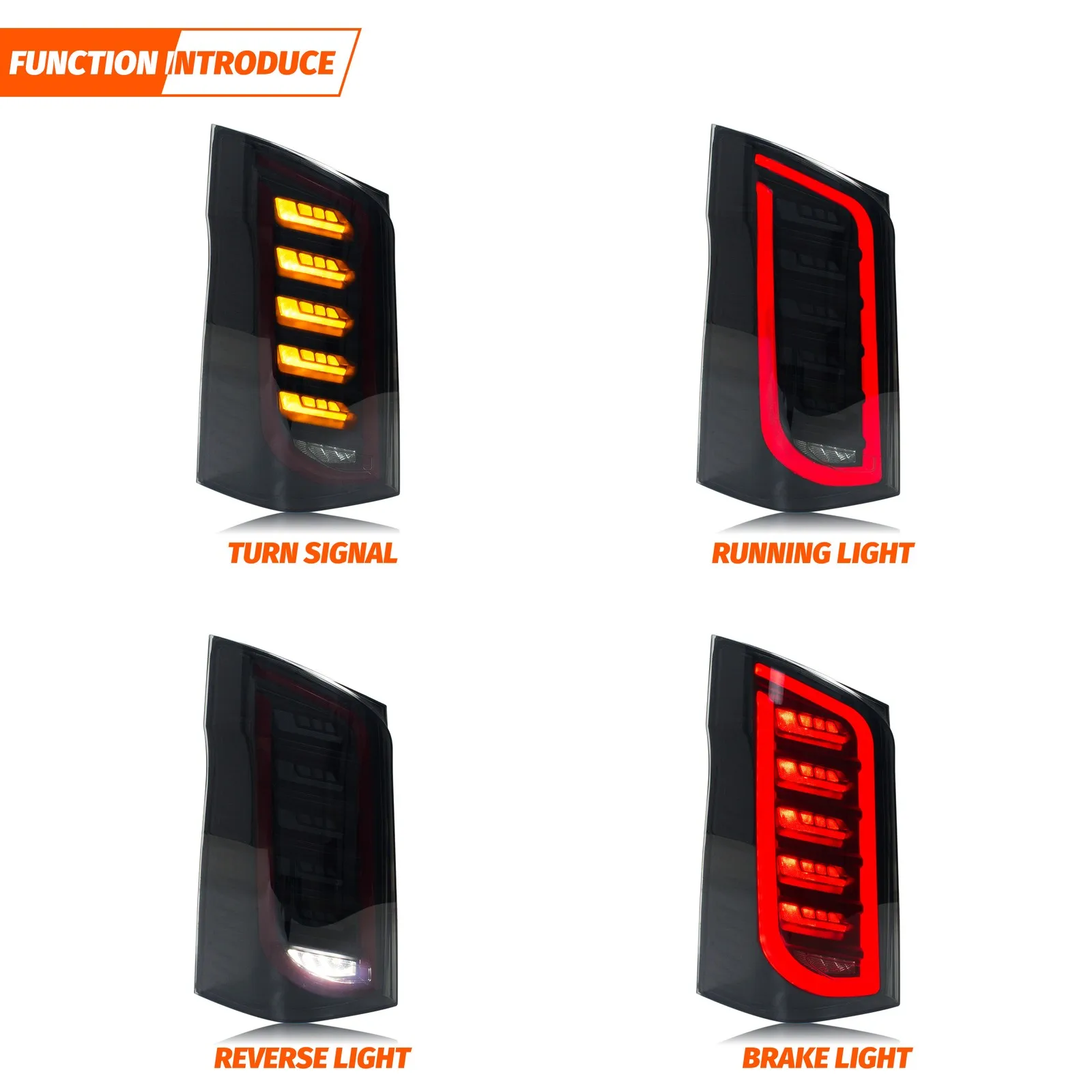 LED Tail Lights for Mercedes Benz Vito Metris 2016-2023 Dynamic Animation Sequential Turn Signal Black Rear Lamps Assembly