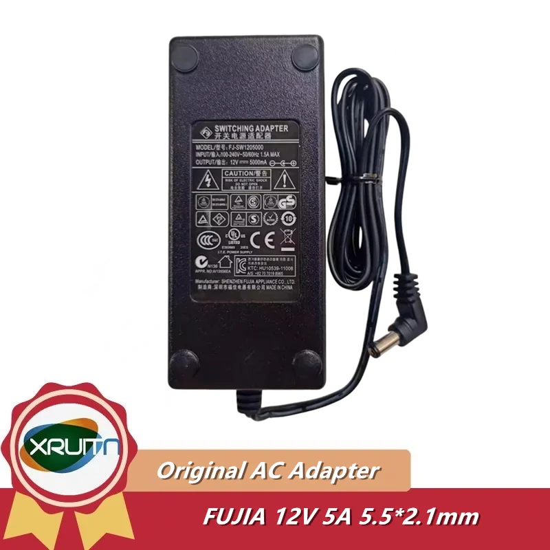 

Original FUJIA FJ-SW20171205000D FJ-SW1205000 Switching AC Adapter 12V 5A 60W Charger Power Supply 5.5*2.1mm 12V 5000mA