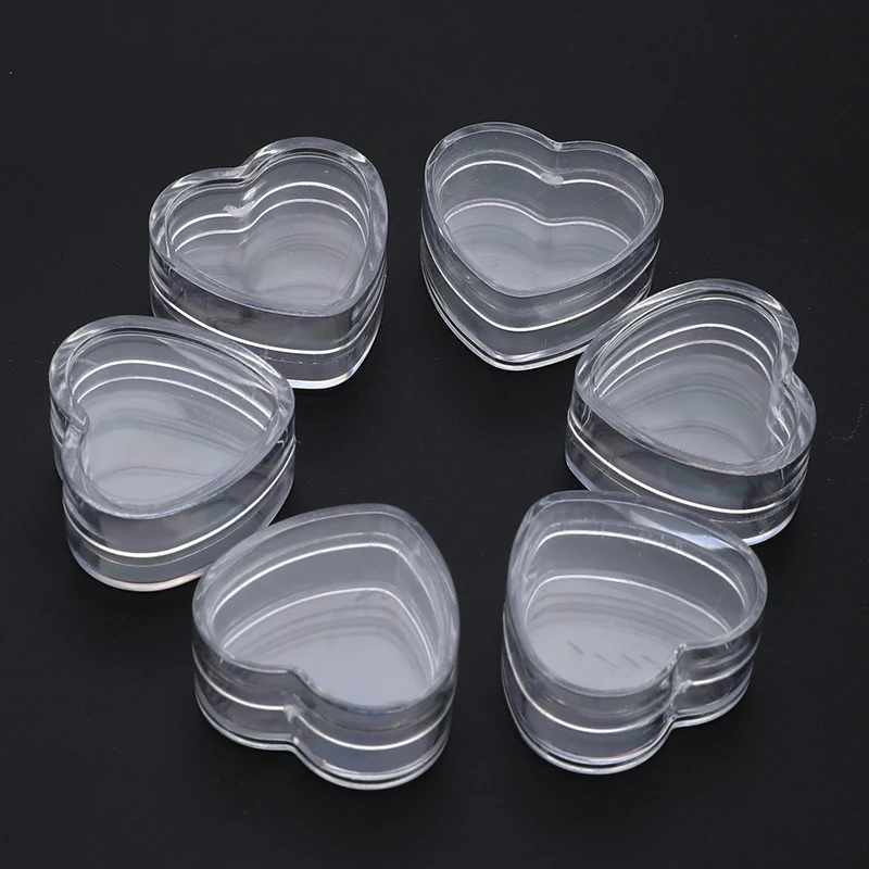 Small Jars White Thread Bottle Small Plastic Box 2Pcs Plastic Heart-shaped Empty Cosmetics Lipstick Cream Can Container