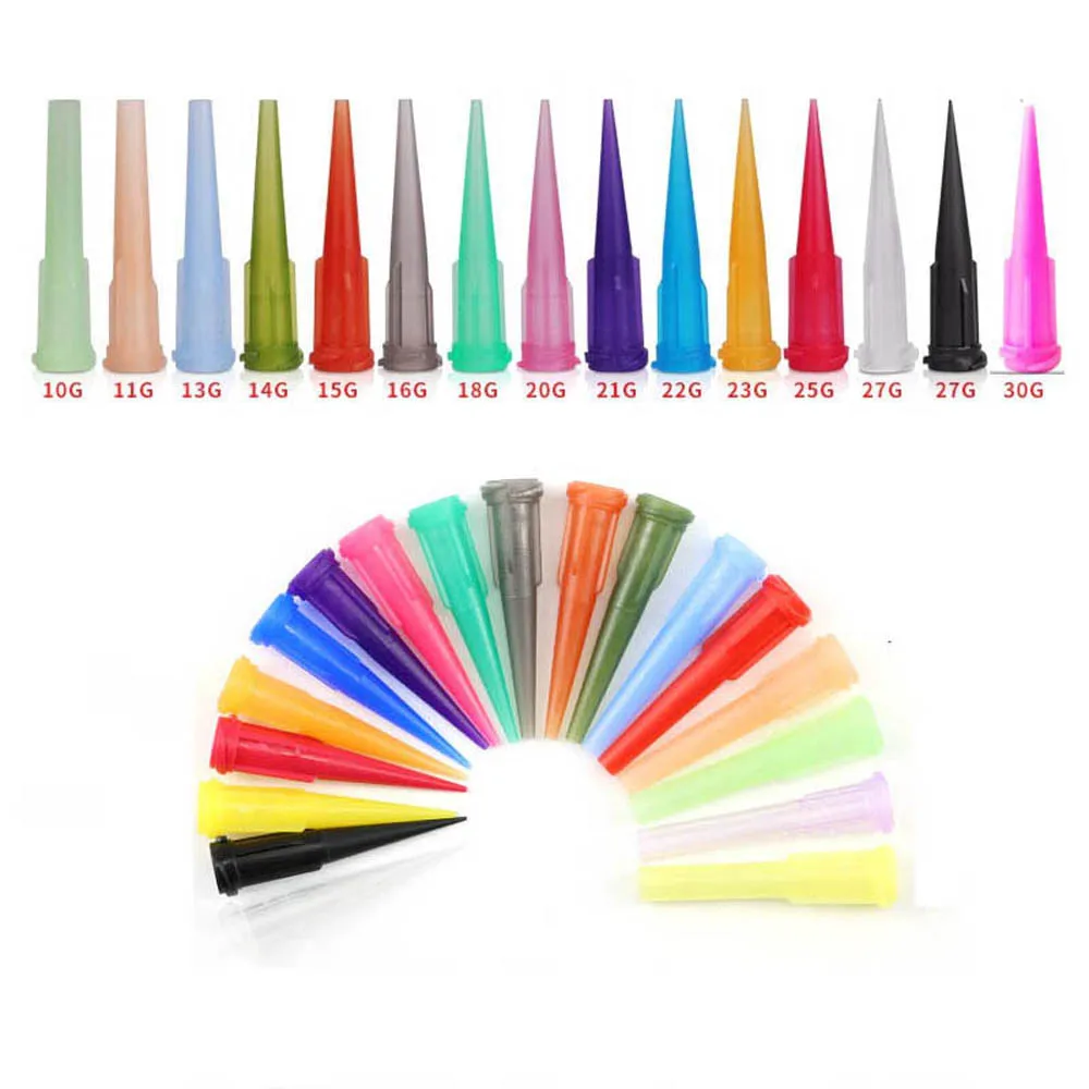 100Pcs 10-30G 30mm TT Tapered Blunt Needle Tips Plastic Syringe Dispensing Needles for Glue Oil Liquid Dispenser Application