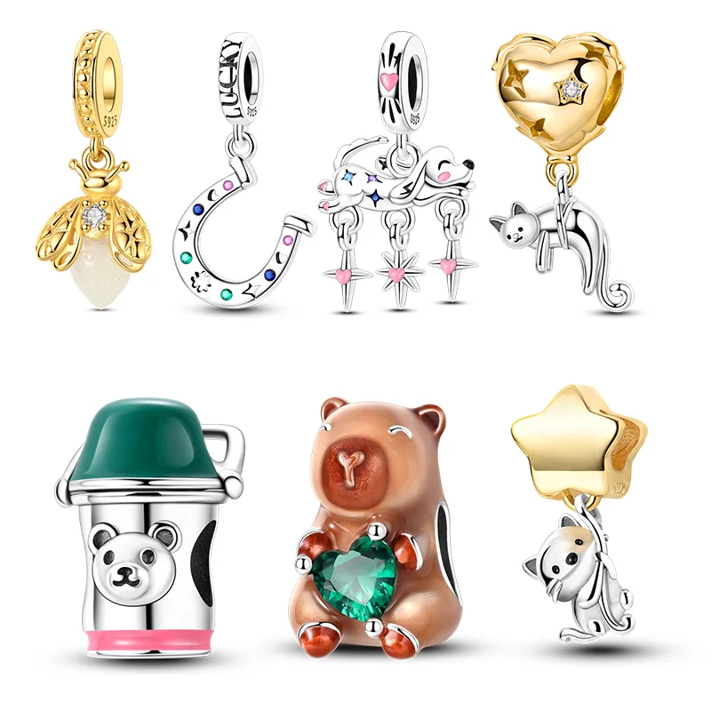 Neue Original Charm Perlen 925 Silber Firefly Katze Vakuum Tasse Baumeln Charms Für Armband Frauen Mädchen Edlen DIY Schmuck Geschenk