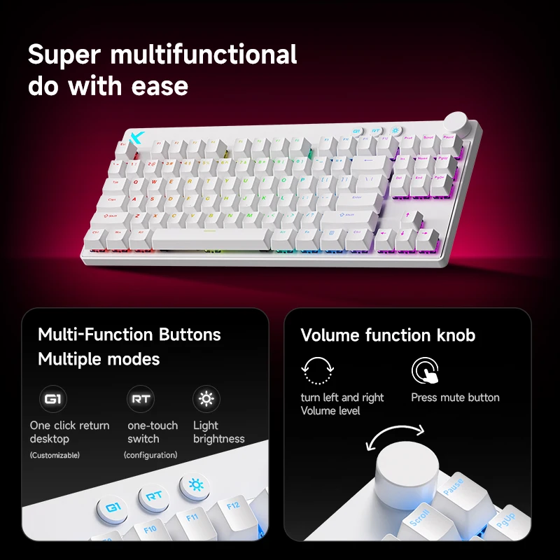 Mchose Mix87 Magnetic Swtich Keyboard Wired Gaming Keyboard 8K+256K Esport 0.08ms Low Latency E-Sports Custom Gamer Accessories