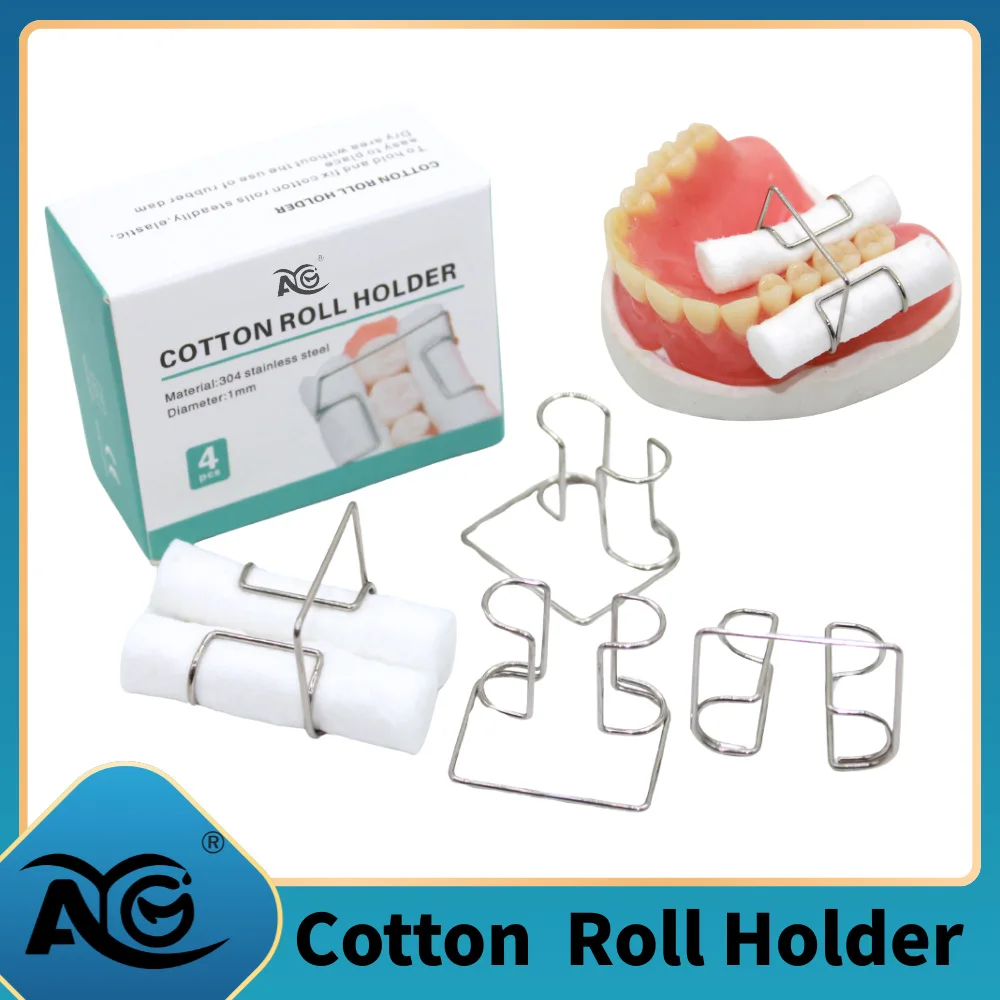 AG 4-Pack 1MM Dental Cotton Roll Holder Clips, Autoclavable Stainless Steel Steady Grip for Dental Isolation InstrumentsSupplies
