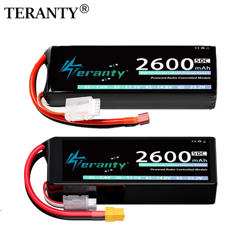 

2PCS TERANTY 4S Lipo Battery 14.8V 2600mAh 50C/100C Softcase with T XT60 Plug Car Truck Buggy Helicopter Airplane RC Model Parts