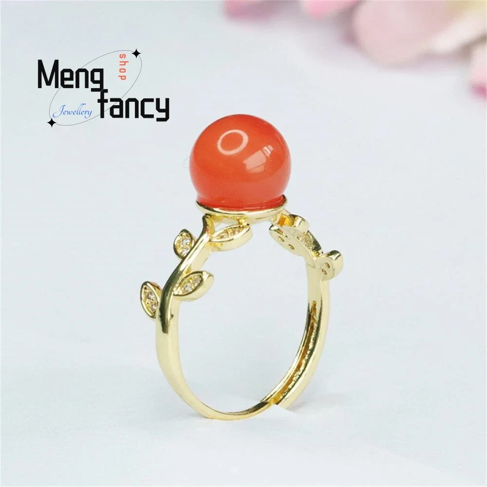 

Natural Salt Source Agate Niche ColorfulRing Simple Elegant High-grade Fine Jewelry Exquisite High-grade Couple Fashion Jewelry