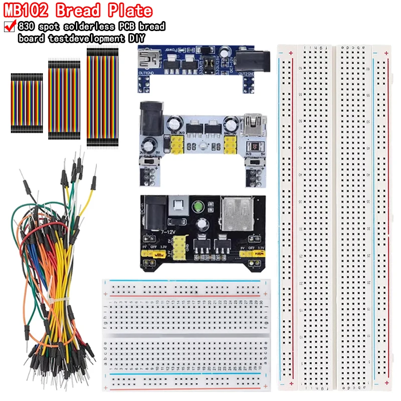 3.3V/5V MB102 Breadboard power module+MB-102 830 points Prototype Bread board for arduino kit +65 jumper wires wholesale