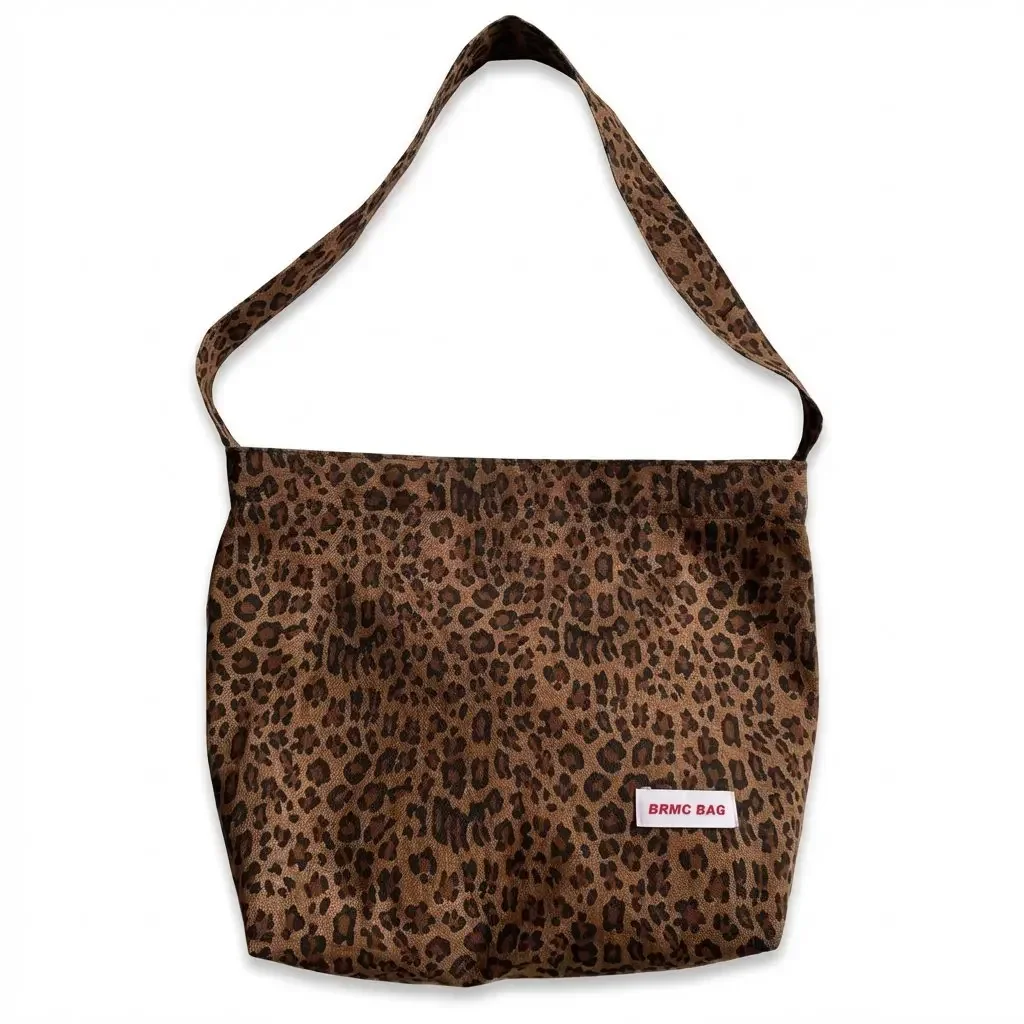 Trendy Casual Soft Textile Women's Shoulder Bag Large Capacity Leopard Print Female Retro Crossbody Bag For Commute Outings