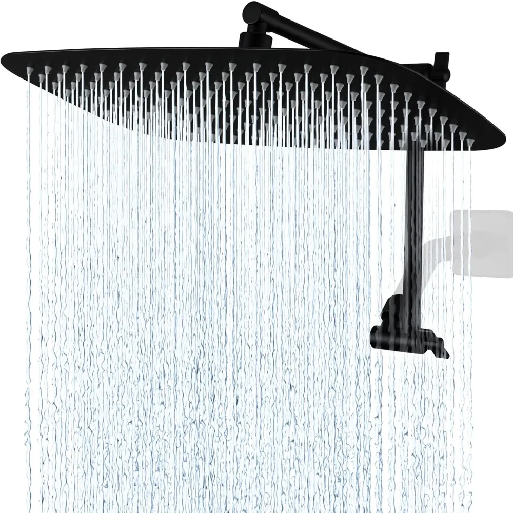 

All Metal 14 Inch Rain Shower Head with 16 Inch Adjustable Extension Arm | High Pressure Rainfall Showerhead | Luxury