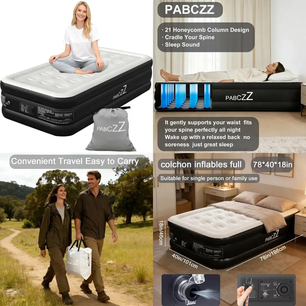 

18-Inch Twin Size Inflatable Mattress for Home, Camping & Travel - Fast Inflation/Deflation