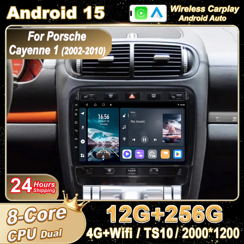 Car Android 15 Radio Stereo For Porsche Cayenne 1 2002-2010 Auto Head Unit Multimedia Video Player GPS Navigation 4G QLED Screen