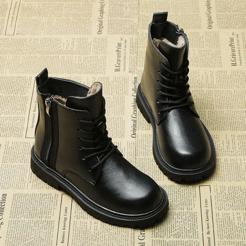 

2026 Winter Girls Fashion Trendy Furry Warm Short Boots Kids Korean Style Snow Boots with Anti Slip Thick Cotton Lining