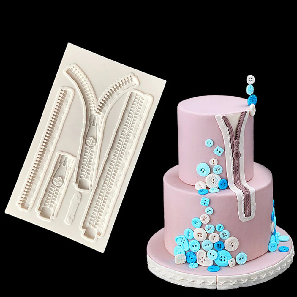 Aouke Clothes Zipper Shape Silicone Mold Dessert DIY Cake Border Decoration Kitchen Baking Tool Clay Gumpaste Chocolate Mold