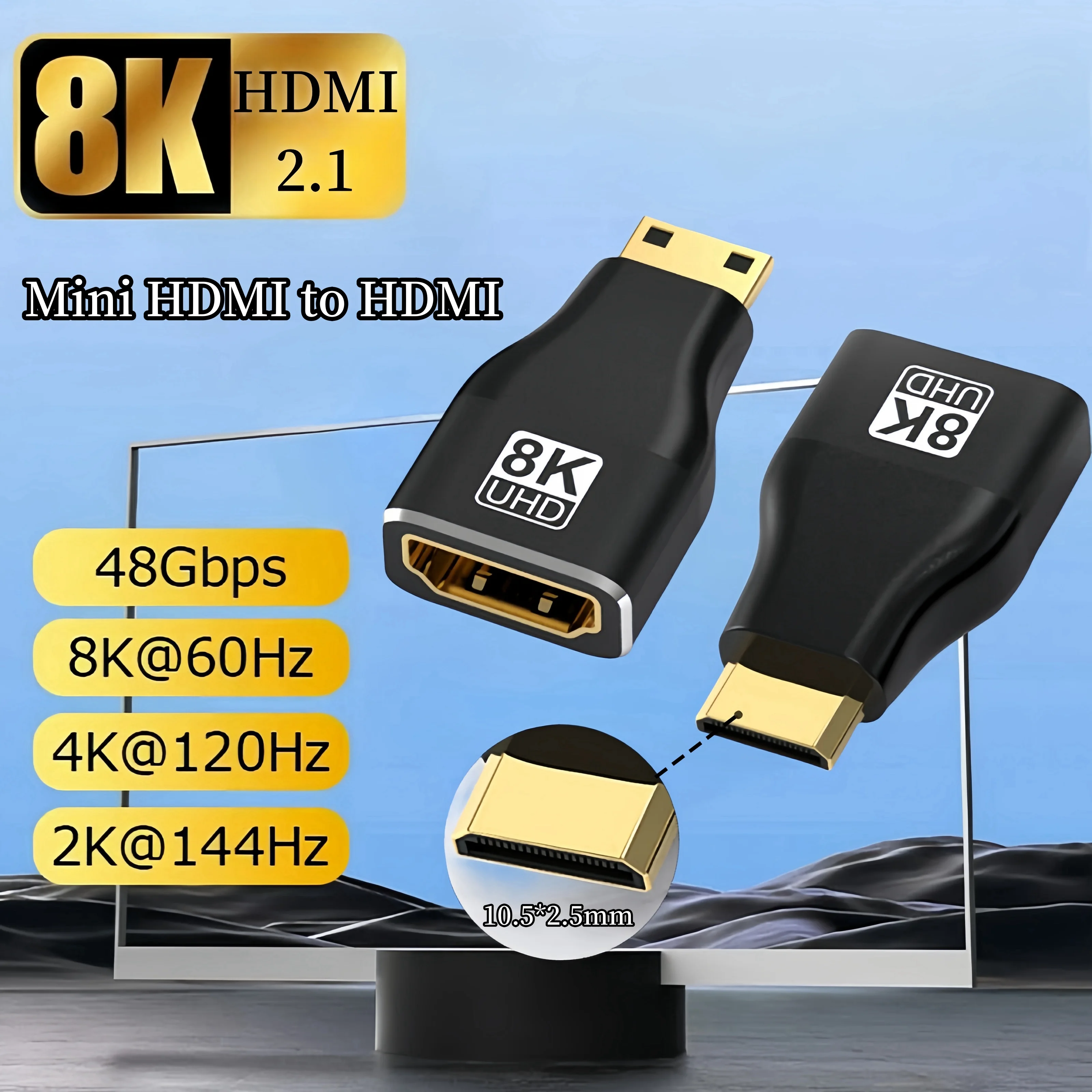 Mini HDMI Adapter 8K 60Hz 4K 120Hz Mini HDMI Male to HDMI 2.1 Female Converter For Laptop Graphics Card Micro HDMI Extension