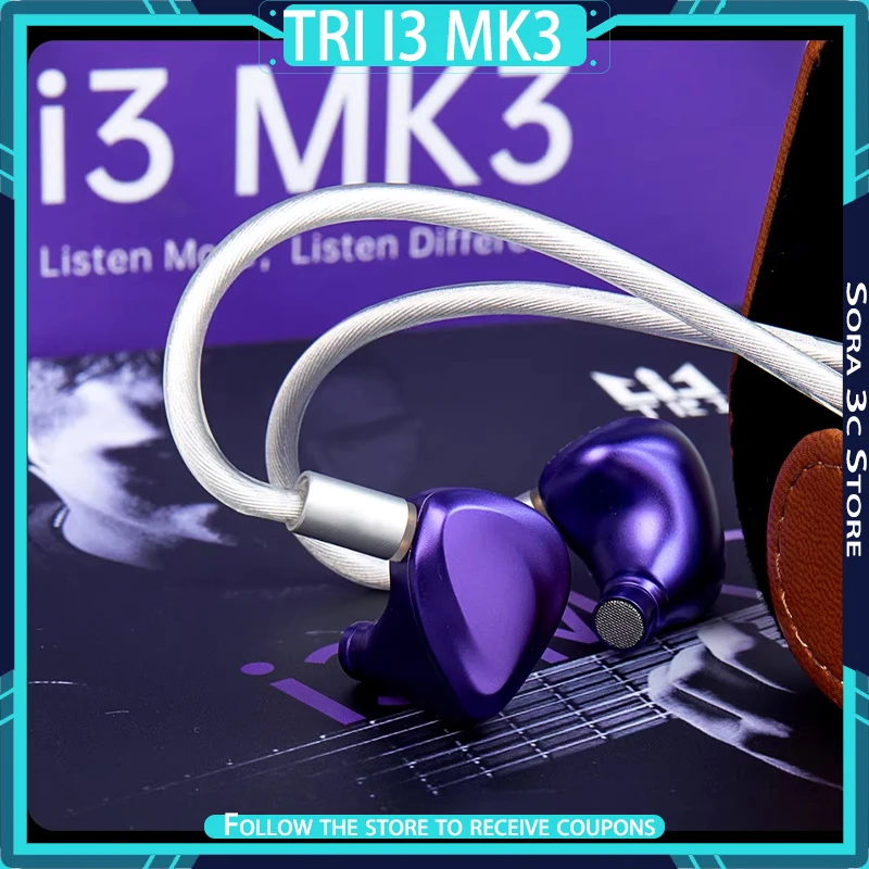 TRI I3 MK3 in Ear HIFI Earphones Anodizing Process CNC Cavity Dynamic Coil Flat Plate Hybrid Unit High Resolution Earphones